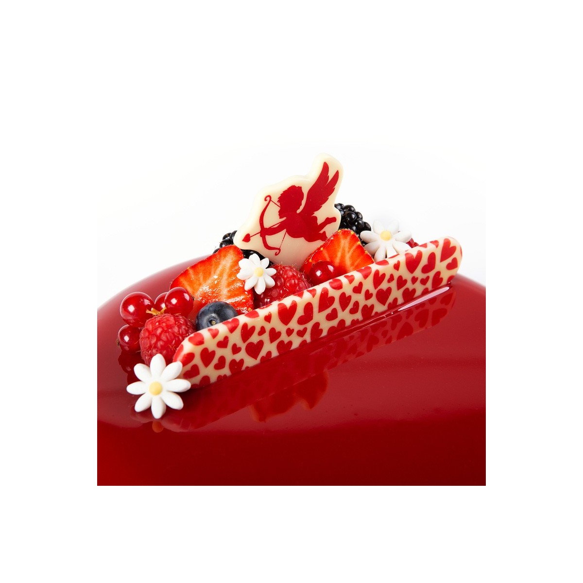 2068430 PLAQUETTE ECLAIR CŒUR ROUGE 12X2CM CHOCOLAT70 PCES S/CD