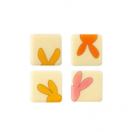 2069186 PLAQUETTE CARRE TETE LAPIN COLORE 2CM CHOCOLAT 300 PCES