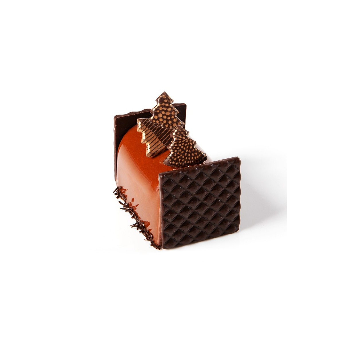 15638 MINI SQUARE LOG END WITH CHOCOLATE BLACK RELIEF 5X5CM 75PCES ON/ORDER