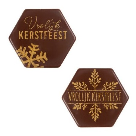 15790 PLAQUETTE VROLIJK KERSTFEEST  3,8X3,8CM 120PCES OP/ORDER