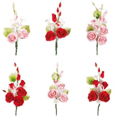 11156 BOUQUETS ROSE-ROUGE 12CM 6 PCESS/CD