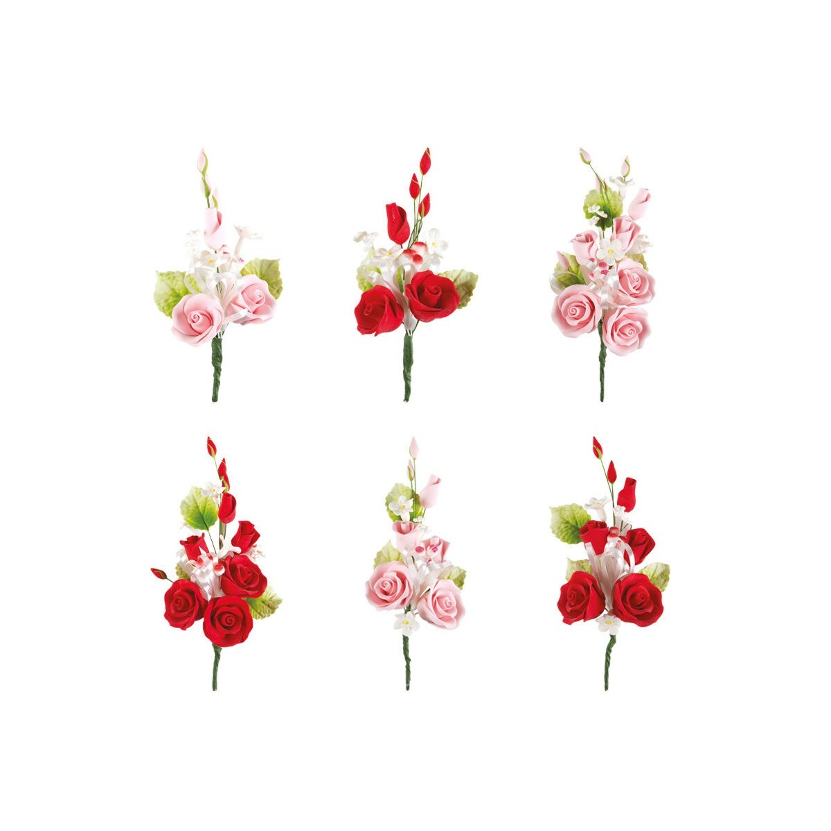 1011156 BOUQUETS ROSE-ROUGE 12CM 6 PCESS/CD