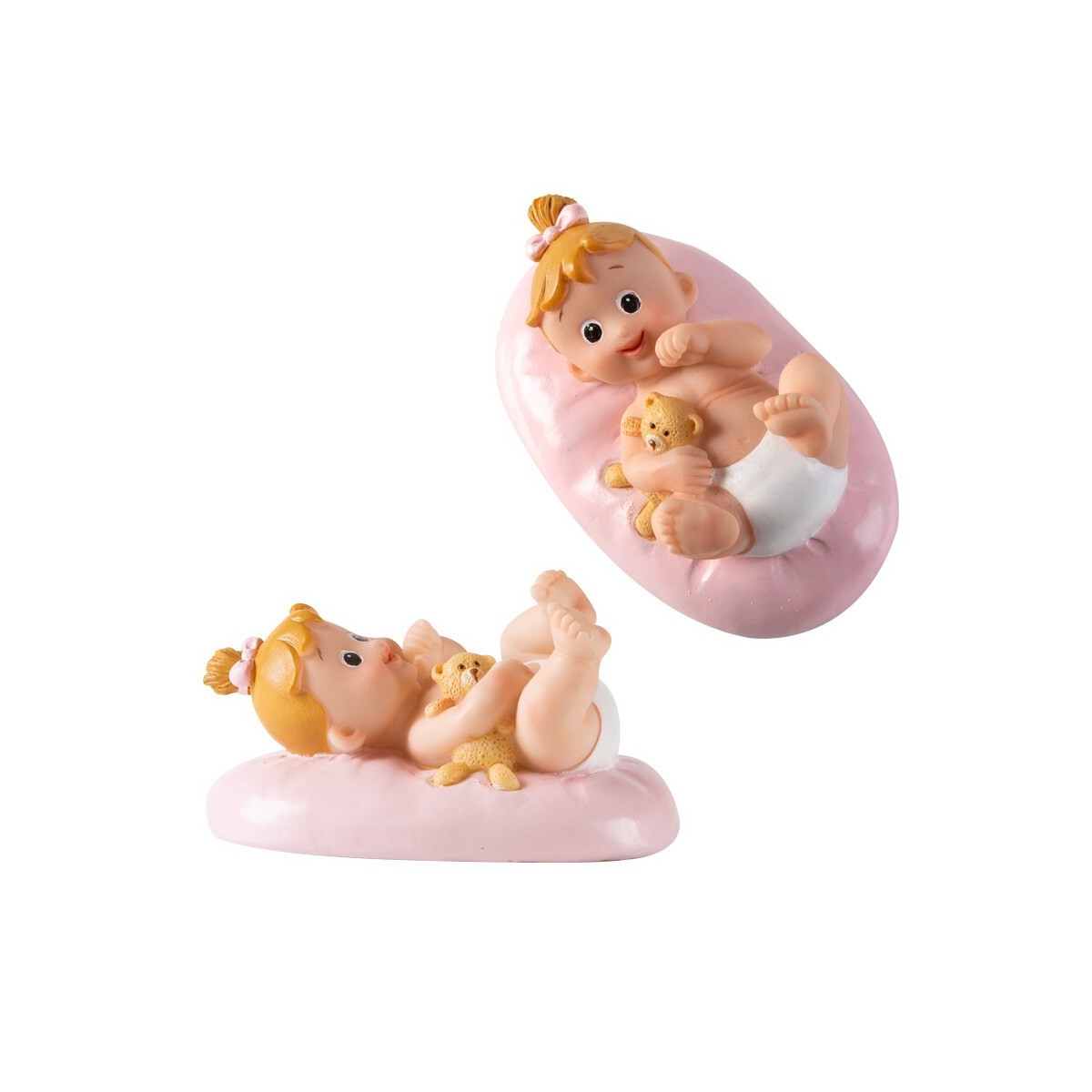 +1031083 SUJET NAISSANCE FILLE OURS 8X5CM 6 PCES