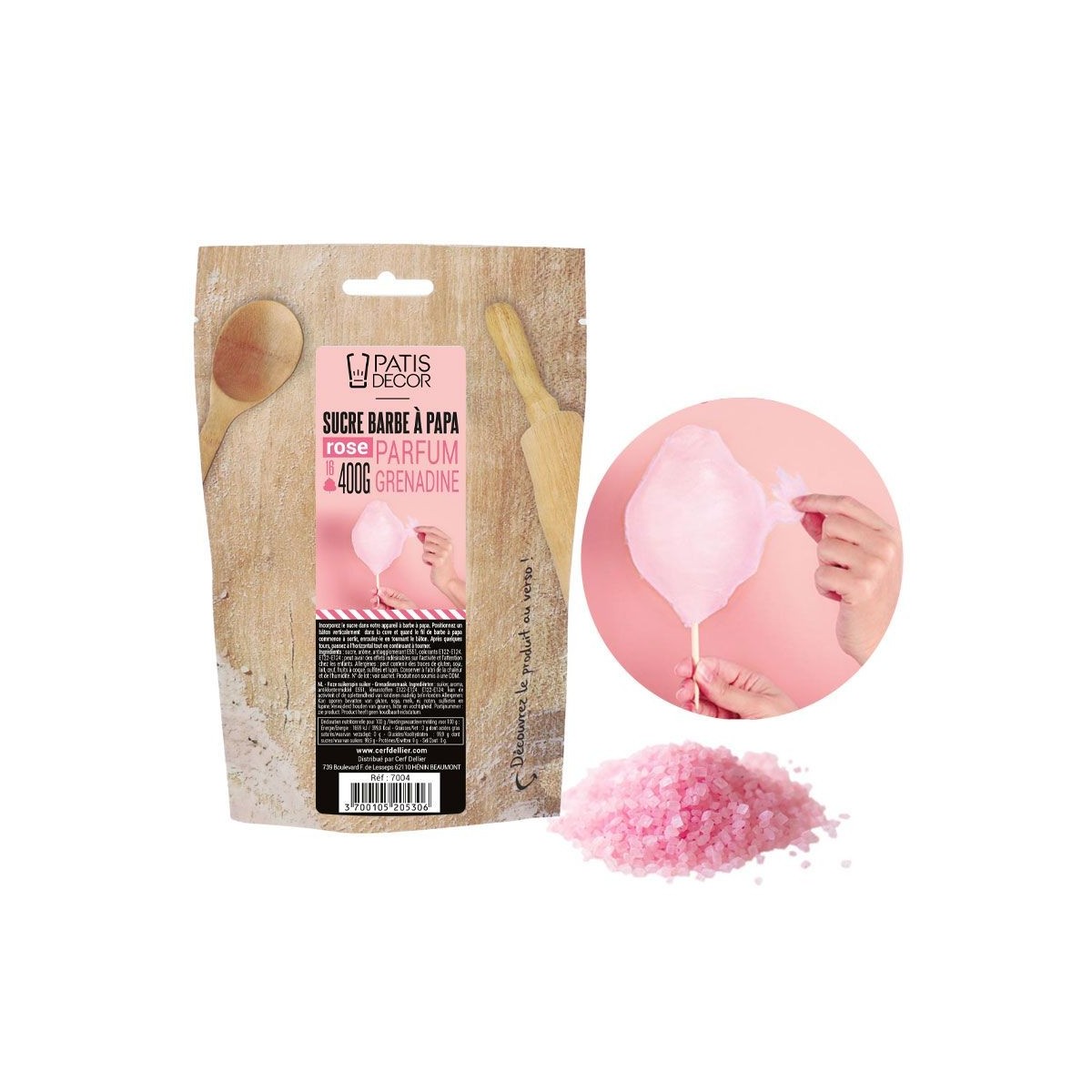 PATISDECOR SUCRE BARBE A PAPA AROMATISE GRENADINE400GR