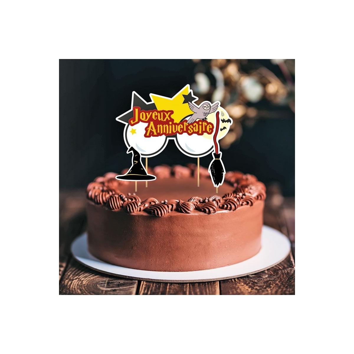 CAKE TOPPER JOYEUX ANNIVERSAIRE SORCIER 3PCES