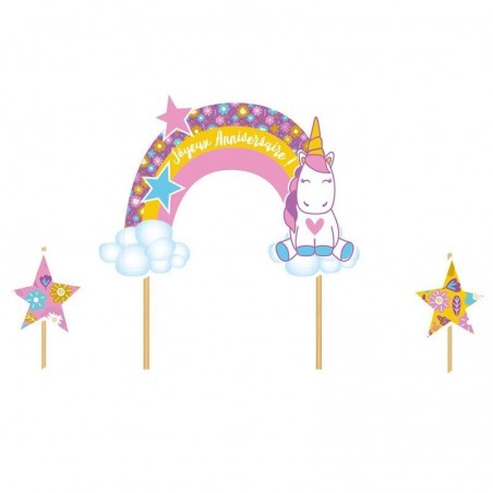 CAKE TOPPER HAPPY BIRTHDAY UNICORN 3PCES