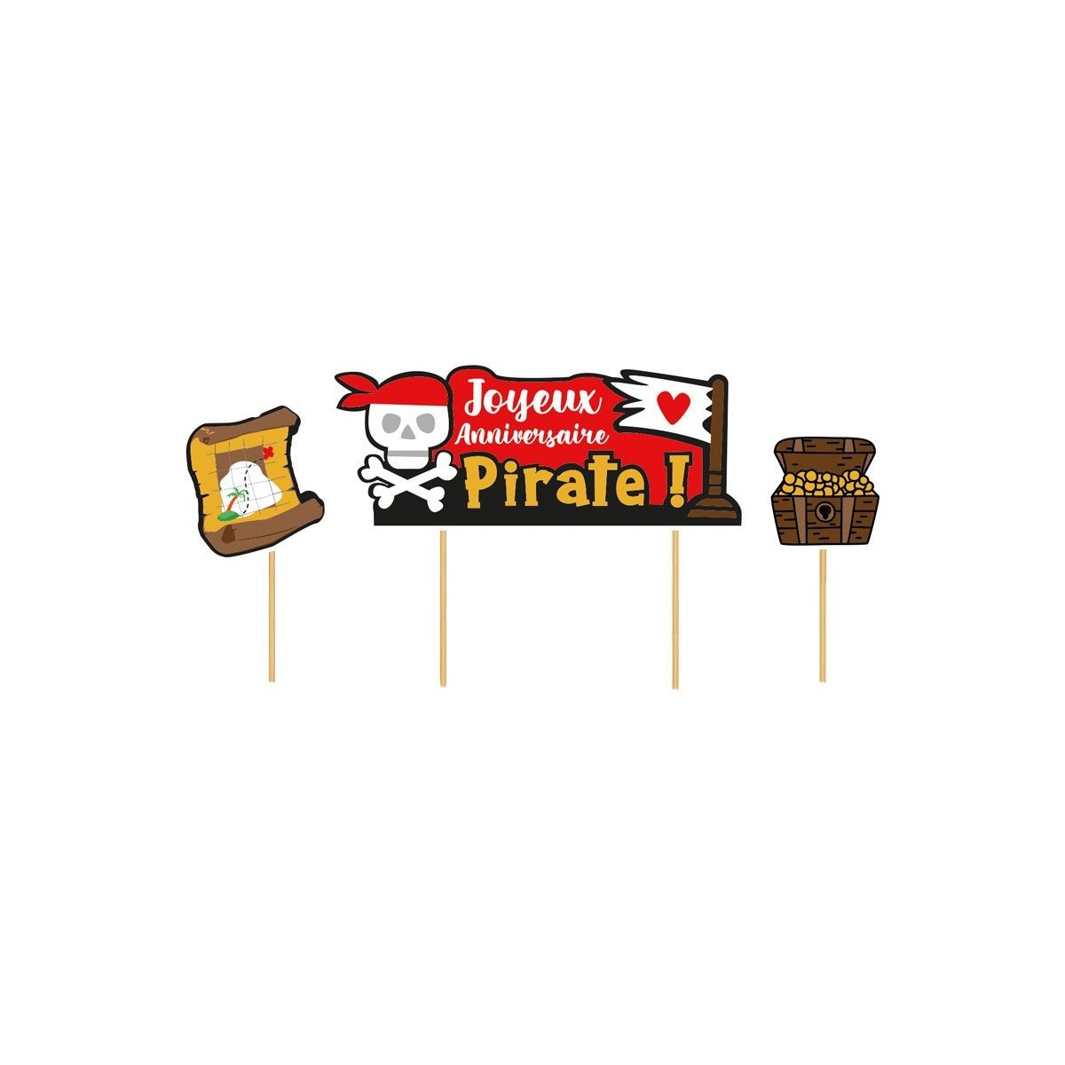 CAKE TOPPER HAPPY BIRTHDAY PIRATES 3PCES