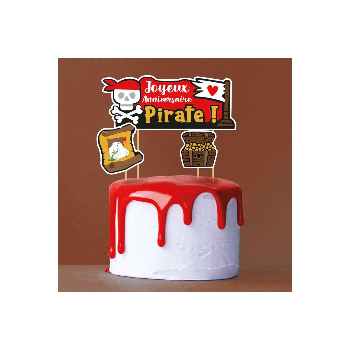 CAKE TOPPER HAPPY BIRTHDAY PIRATES 3PCES