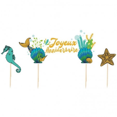 CAKE TOPPER HAPPY BIRTHDAY SIREN 3PCES