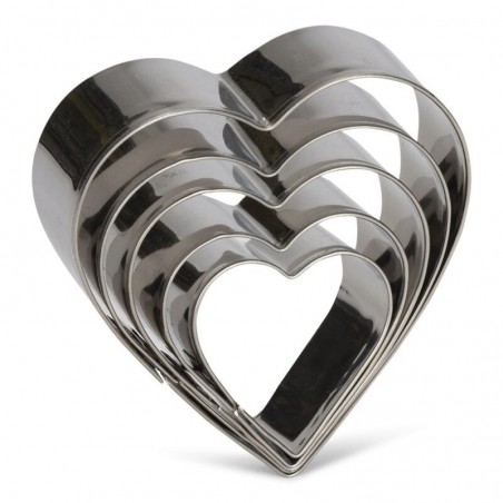 SET 5 EMPORTES-PCES COEUR FER BLANC/INOX