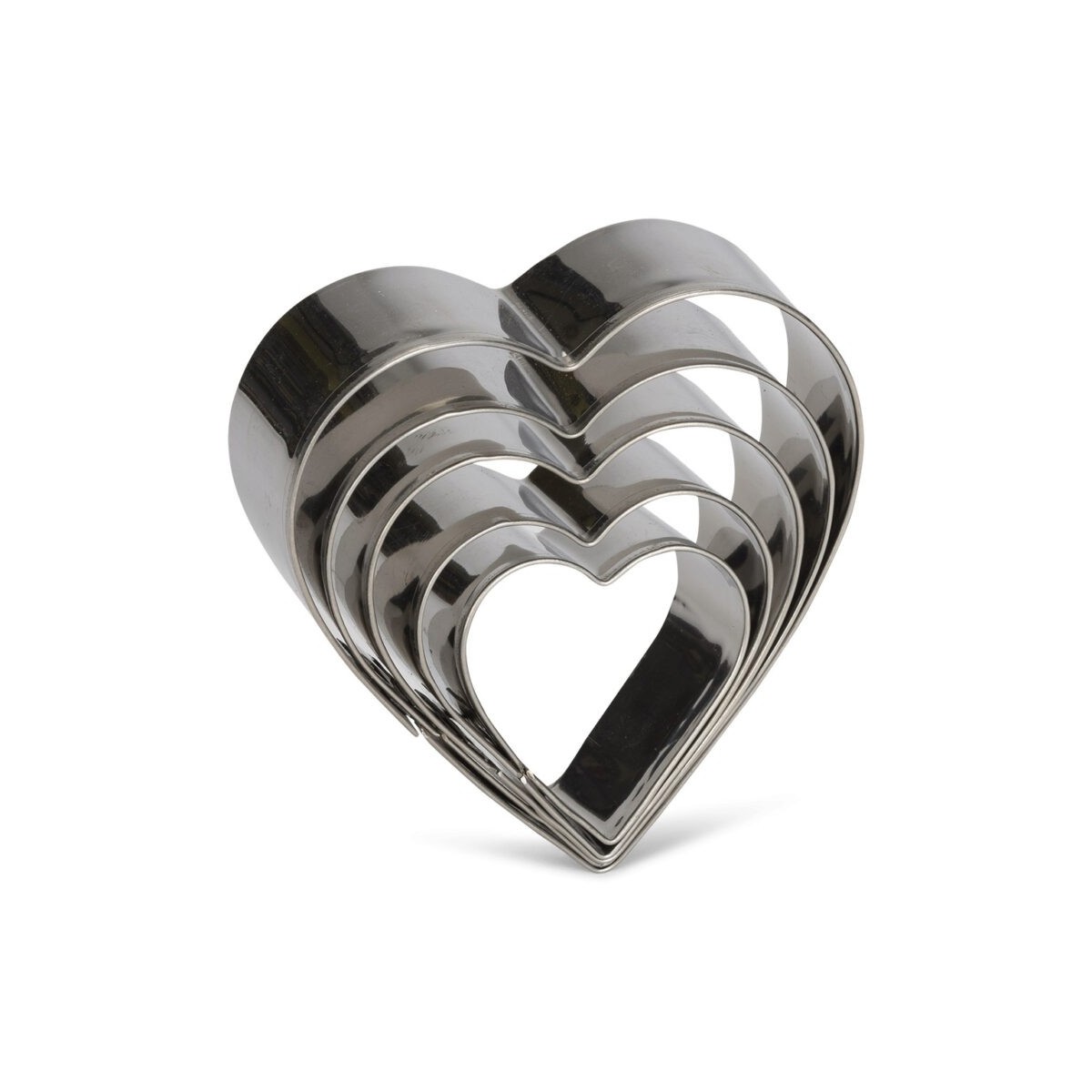 SET 5 EMPORTES-PCES COEUR FER BLANC/INOX