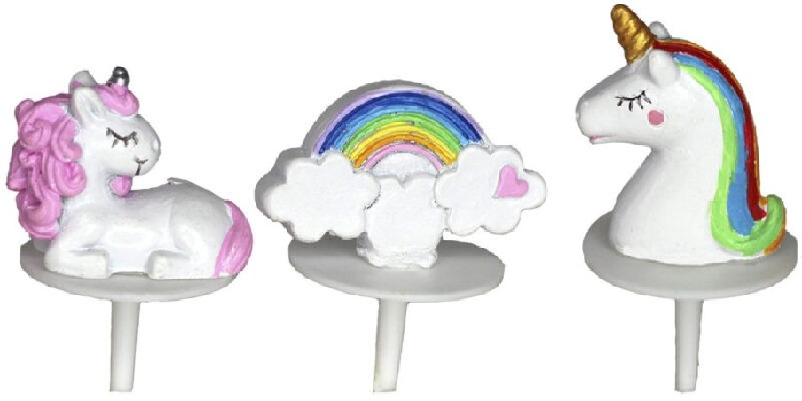 LICORNE 3ASSORTIMENT POLYRESINE 4CM SUR PIC6 PCES