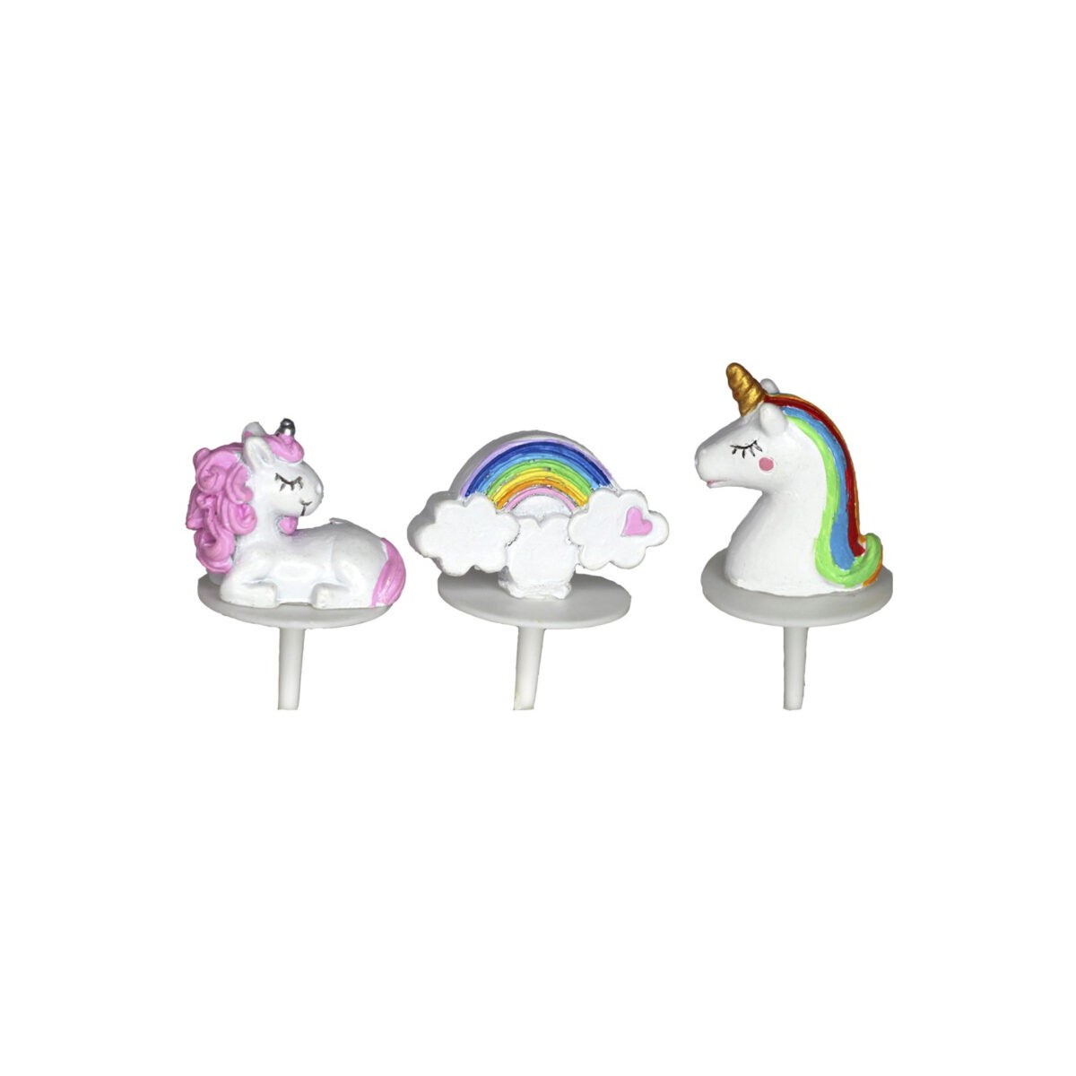 LICORNE 3ASSORTIMENT POLYRESINE 4CM SUR PIC6 PCES