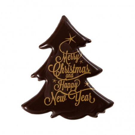 15406 PLAQUETTE ARBRE MERRY C & HAPPY N Y CHOCOLATNOIR 60 PCES