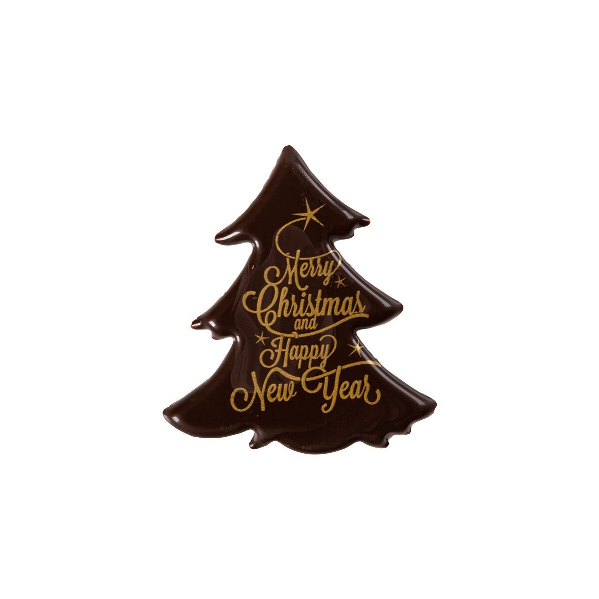 15406 PLAQUETTE ARBRE MERRY C & HAPPY N Y CHOCOLATNOIR 60 PCES