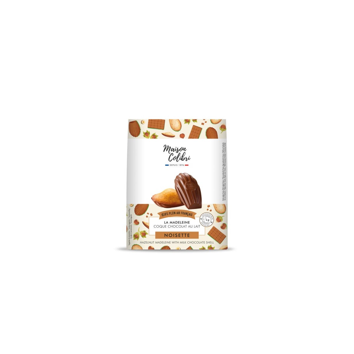 COLIBRI MADELEINE NOISETTE COQUE CHOCOLAT LAIT 150GR