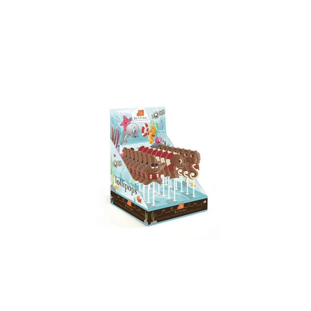 Chocolade lolly's vis/ster/zeepaardje24 STUKS