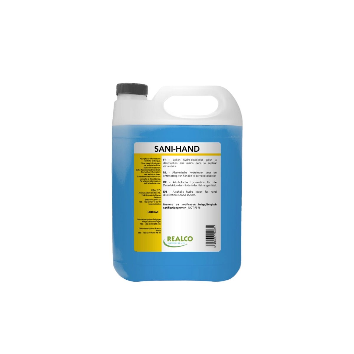 + REALCO LIQ0768 SANI-HAND DESINFECTANT 4 X 5L