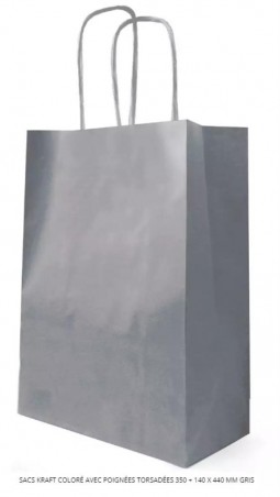 SAC PAPIER KRAFT GRIS 340X140XH/39.5CM COLIS DE  50 SACS