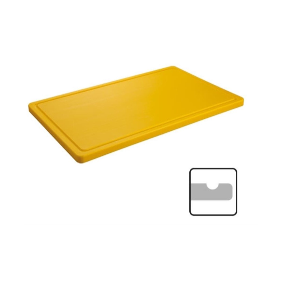 CATERCHEF PLANCHE POLY GN1/1 JAUNE 53X32.5X2CM A/RIGOLE