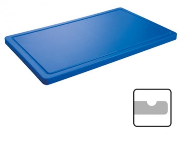 CATERCHEF PLANCHE POLY BLEU 40X25X2CM A/RIGOLE