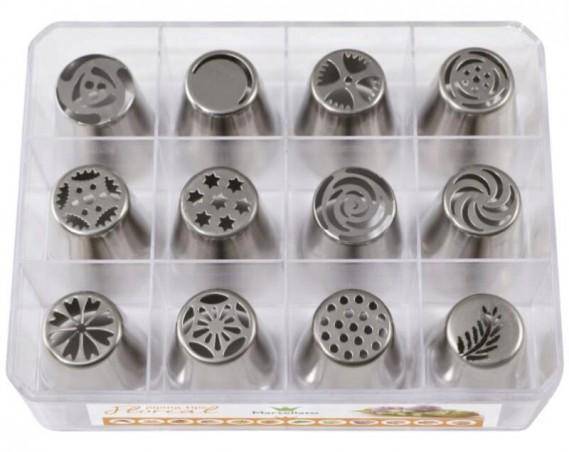 SET OF 12 INOX FLORAL PASTRY TIP