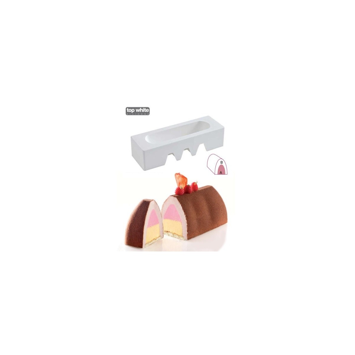 INSERT VORM GIANDUJA/1 IN SILICONE INDIVIDUEEL225X60 HT 69MM  600MLSTUK