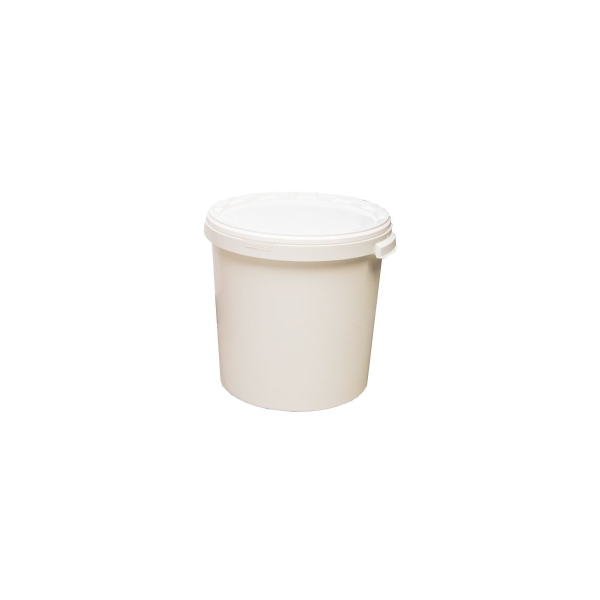 SEAU PLASTIQUE ALIM BLANC 32.8L A/COUVERCLE ANSE PLASTIQUE 