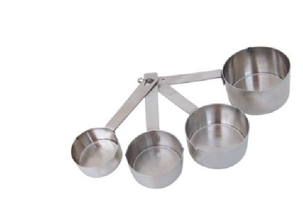 SET VAN 4 INOX MATEN 1/4, 1/3, 1/2, 1 KOPSET