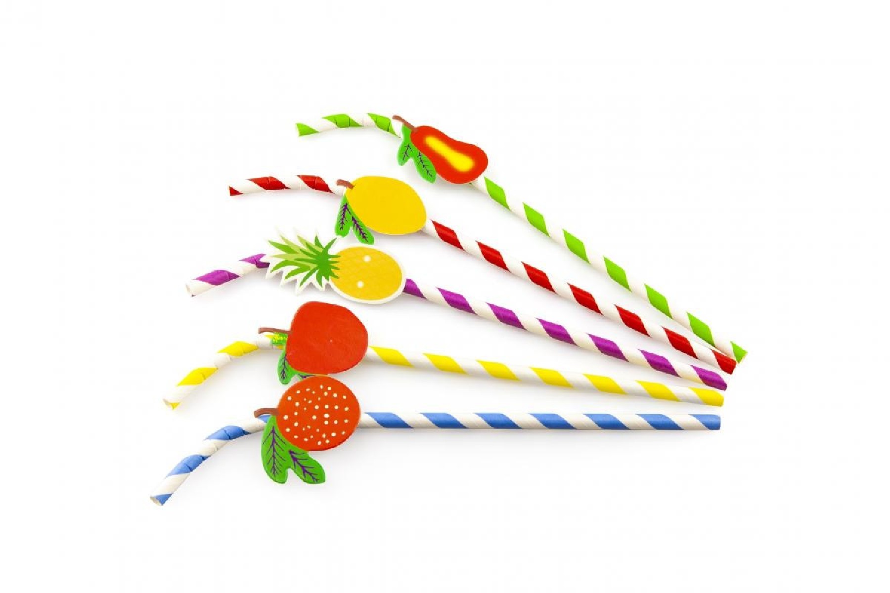 SIER PAILLE PAPIER LIGNEE ASSORTIE AVEC FRUITS 24CM Ø6MM 50PCES