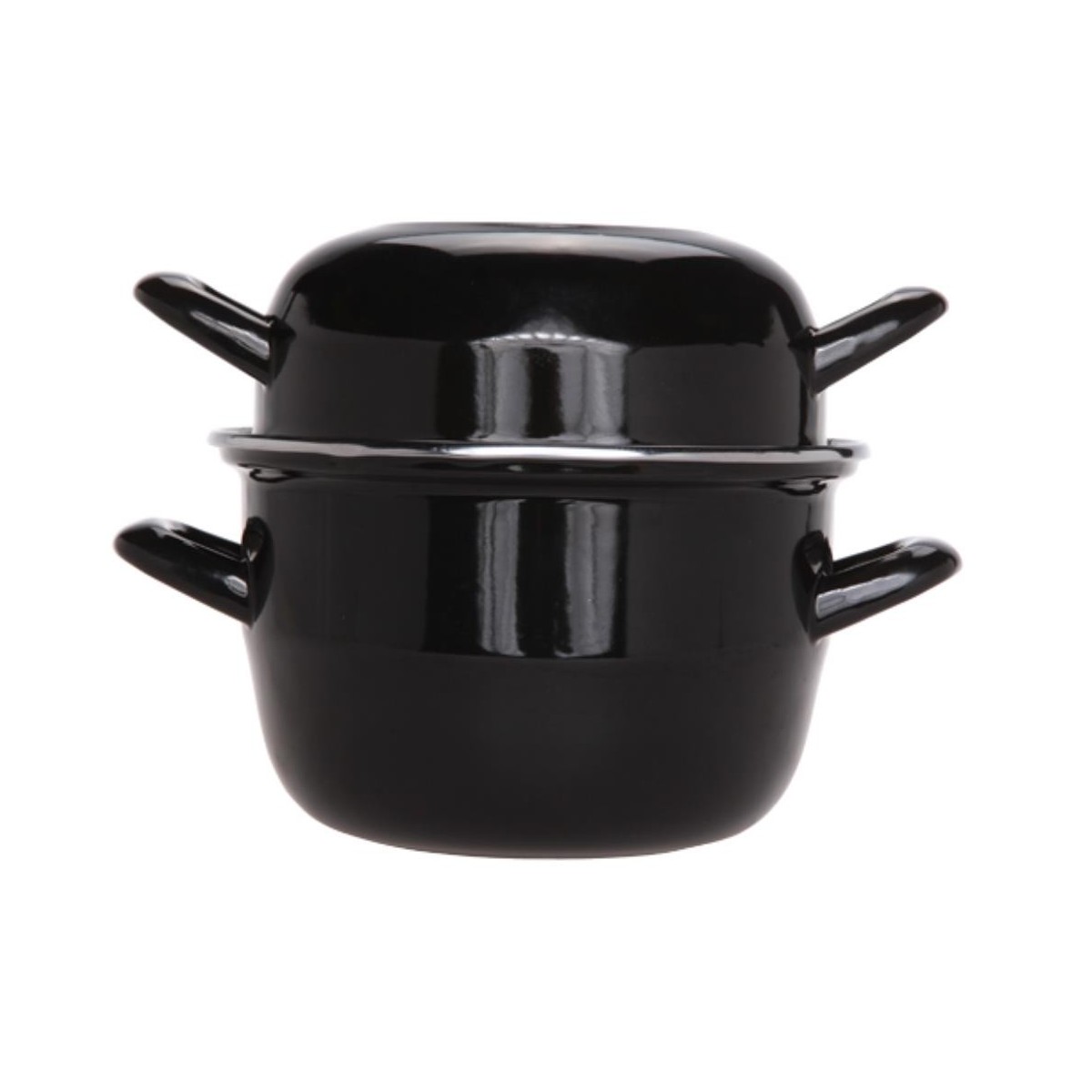 CASSEROLE MOULES NOIRE 18CM 2.8L 1.2KG A/C BOMBE