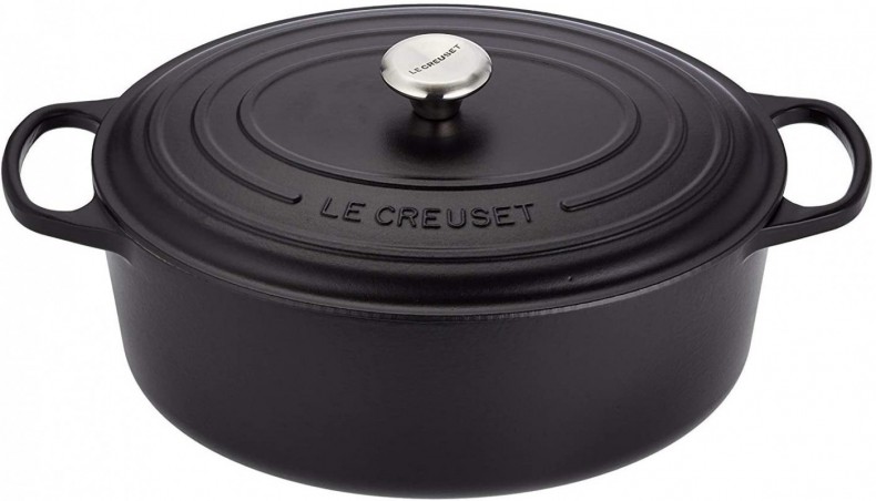 LE CREUSET OVAAL COCOTTE 35CM ZWART 8.9L 10P HANDTEKENINGSTUK