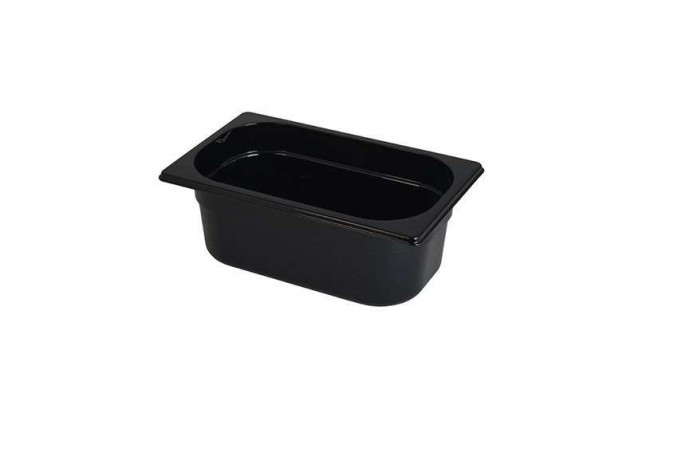 GN1/4 BLACK POLYPROPYLENE BIN 2.4L H10CM HACCP -40+80° GASTROPLUS