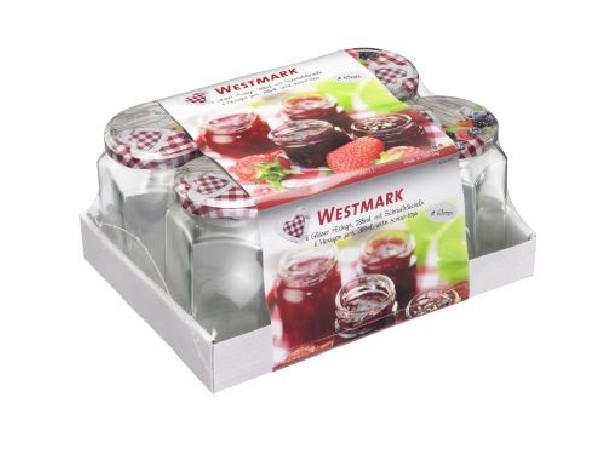 SET VAN 6 JAM POTJES 288ML IN GLAS 63MM WESTMARKSET