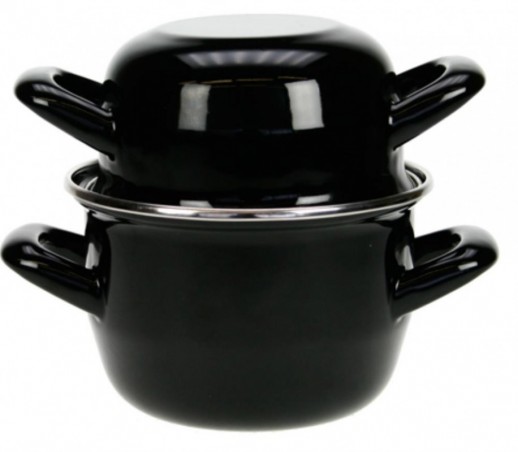 CASSEROLE MOULES NOIRE 12CM 0.9L 0.5KG A/C BOMBE