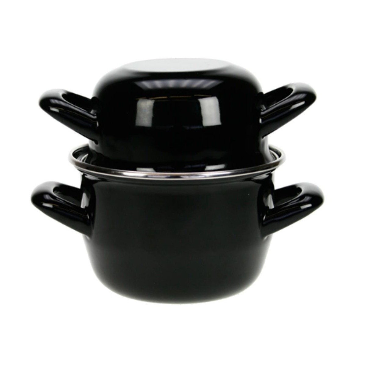 CASSEROLE MOULES NOIRE 12CM 0.9L 0.5KG A/C BOMBE