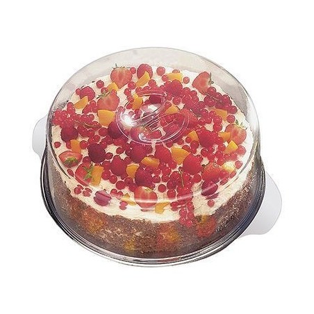 PLATEAU TARTE INOX 18/0-30CM A/CLOCHE TRANSPARENTE