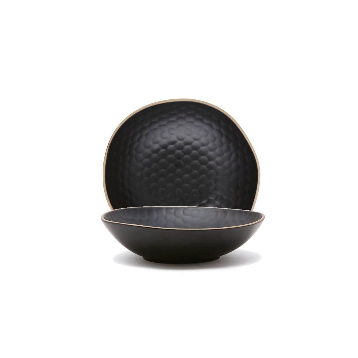 LE COQ KYPSELI MATT BLACK ASSIETTE PLATE 22X20.5CM STONEWARE