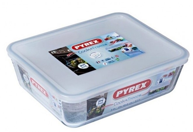 PYREX COOK&FREEZ PLAT RECT 25X20XH8CM 2.60L A/CBOROSILICATE -40+300° 