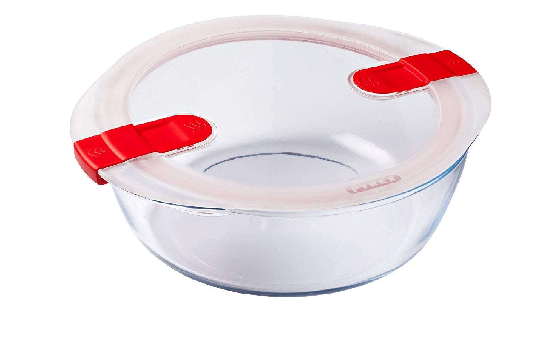 PYREX COOK&HEAT PLAT ROND 26X23XH8CM 2.30L A/COUV2 VALVES VAPEUR-BOROSILICATE -40+300°