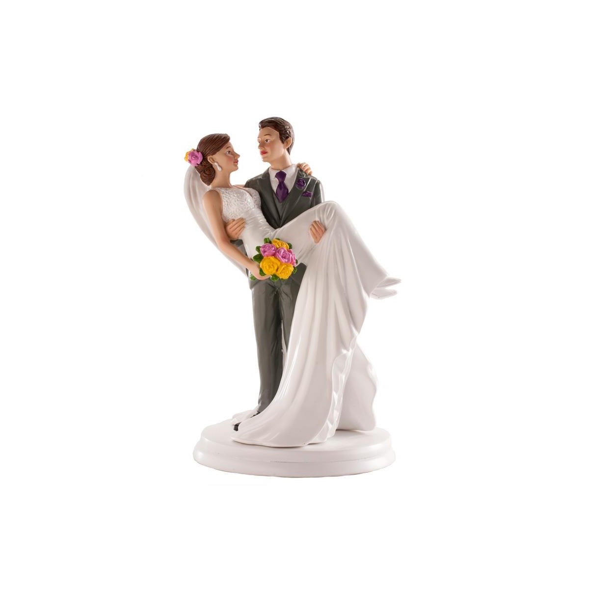 FIGURINE COUPLE MARIES "NANCY& THOMAS DANS LES  BRAS  20CM 