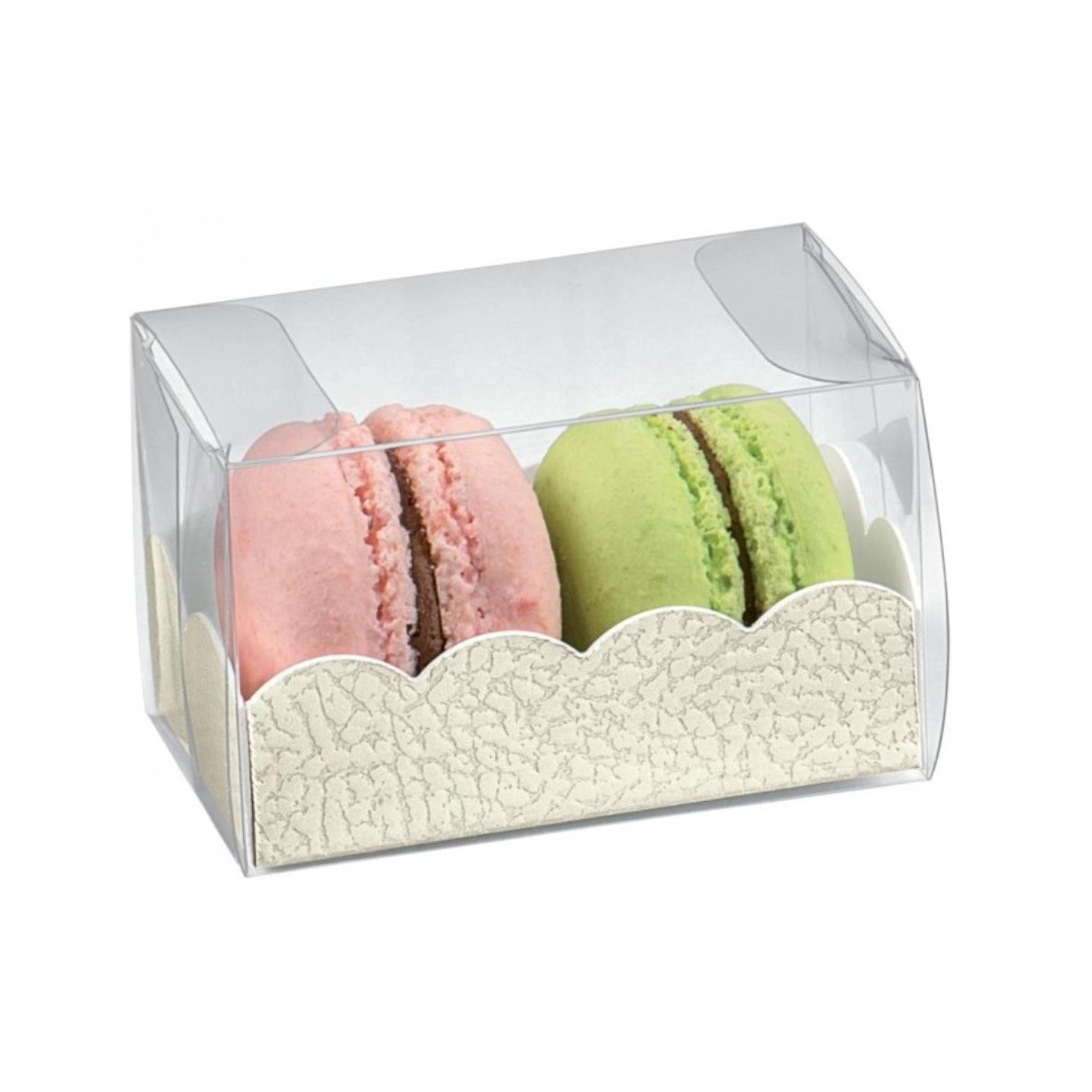 ETUI MACARON ASTUCCIO FOND BLANC CUIR 80X80X50MM 