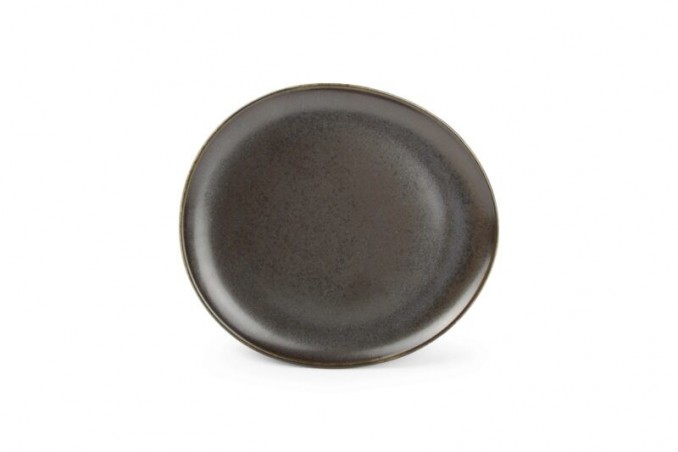 F2D BLACK CERES ASSIETTE PLATE OVALISEE 25X23CM