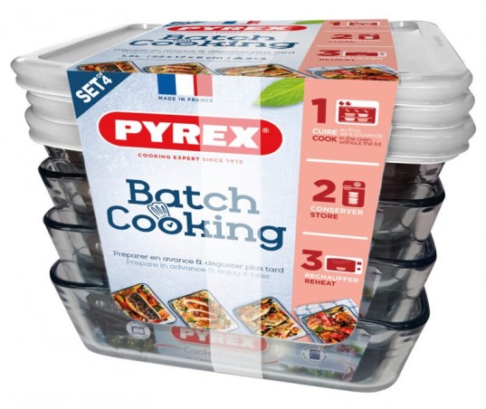 PYREX COOK&FREEZ SET 4 PLATS 22X17XH6CM-1.6LBOROSILICATE -40+300° 