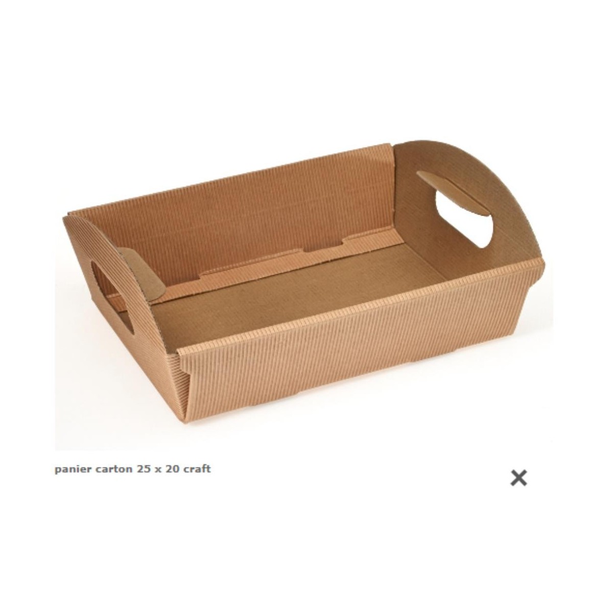 PANIER CARTON 25 X 20 X 6/9HT  KRAFT AVEC POIGNEE