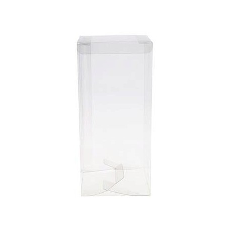 BOITE TRANSPARENTE 100X100X220MM+ 1 SOCLE KRAFT + 2 COUVERCLES COLIS DE 25 PCES