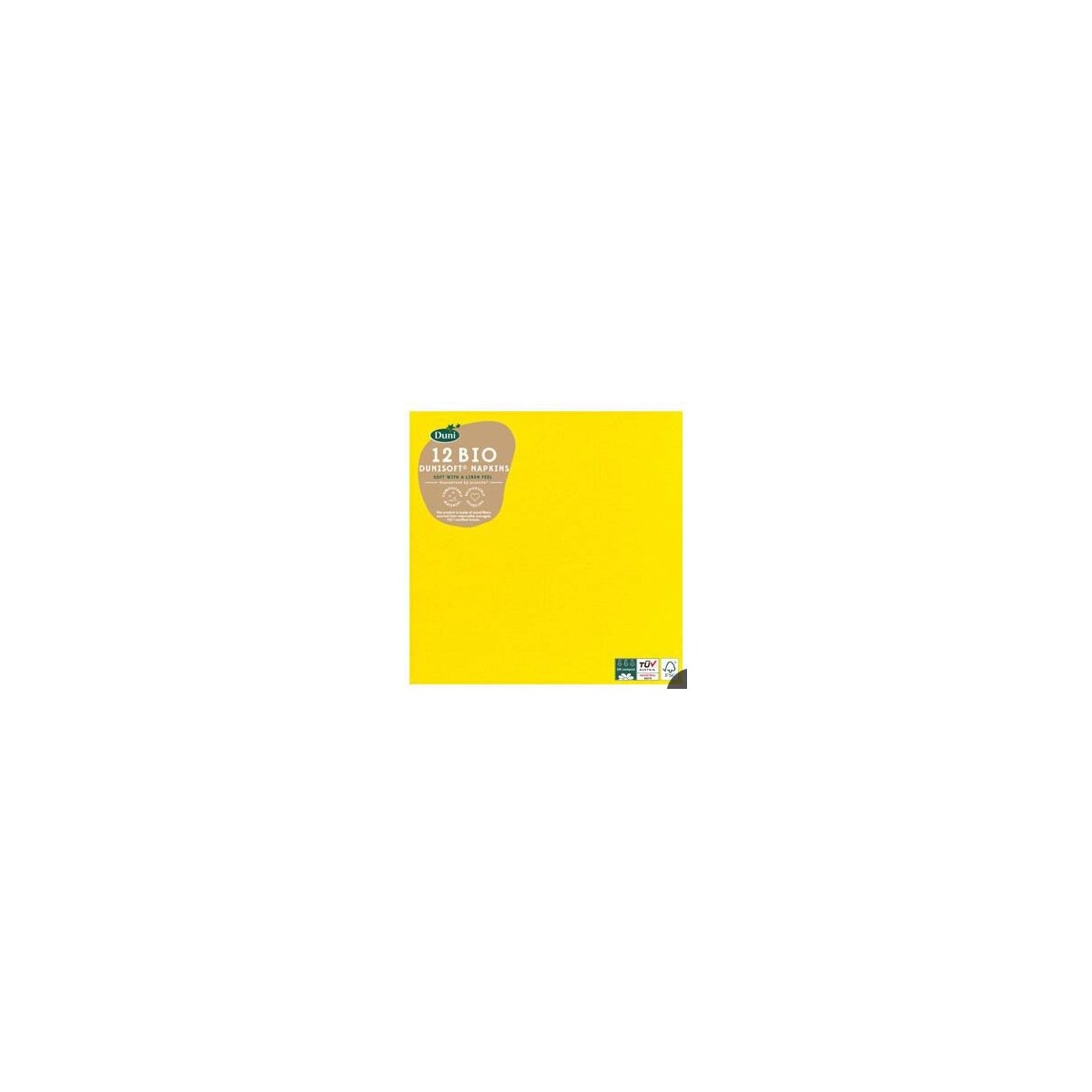 FDSDUNI SERVIETTE "BIO" 3PLIS 40X40CM JAUNE   PAQUET DE 12PCES