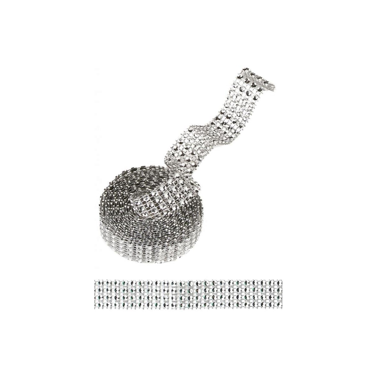 RUBAN "SANTANA"STRASS ARGENT 20MM X 5M