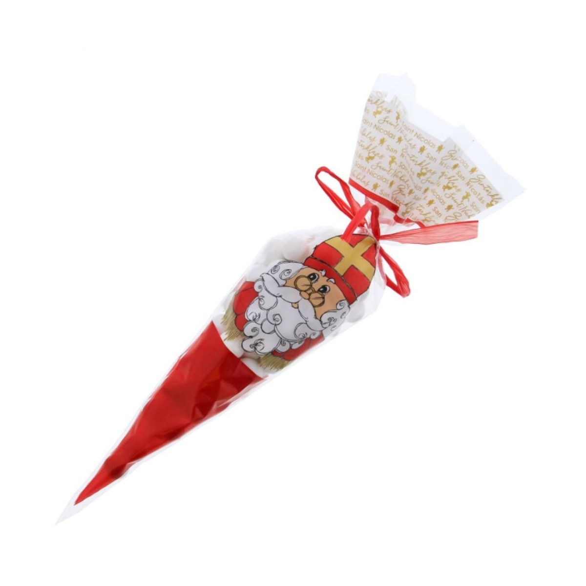 SACHET CONIQUE SAINT NICOLAS 18 X 37 CM 250 GR. PAQUET DE 50 PCES