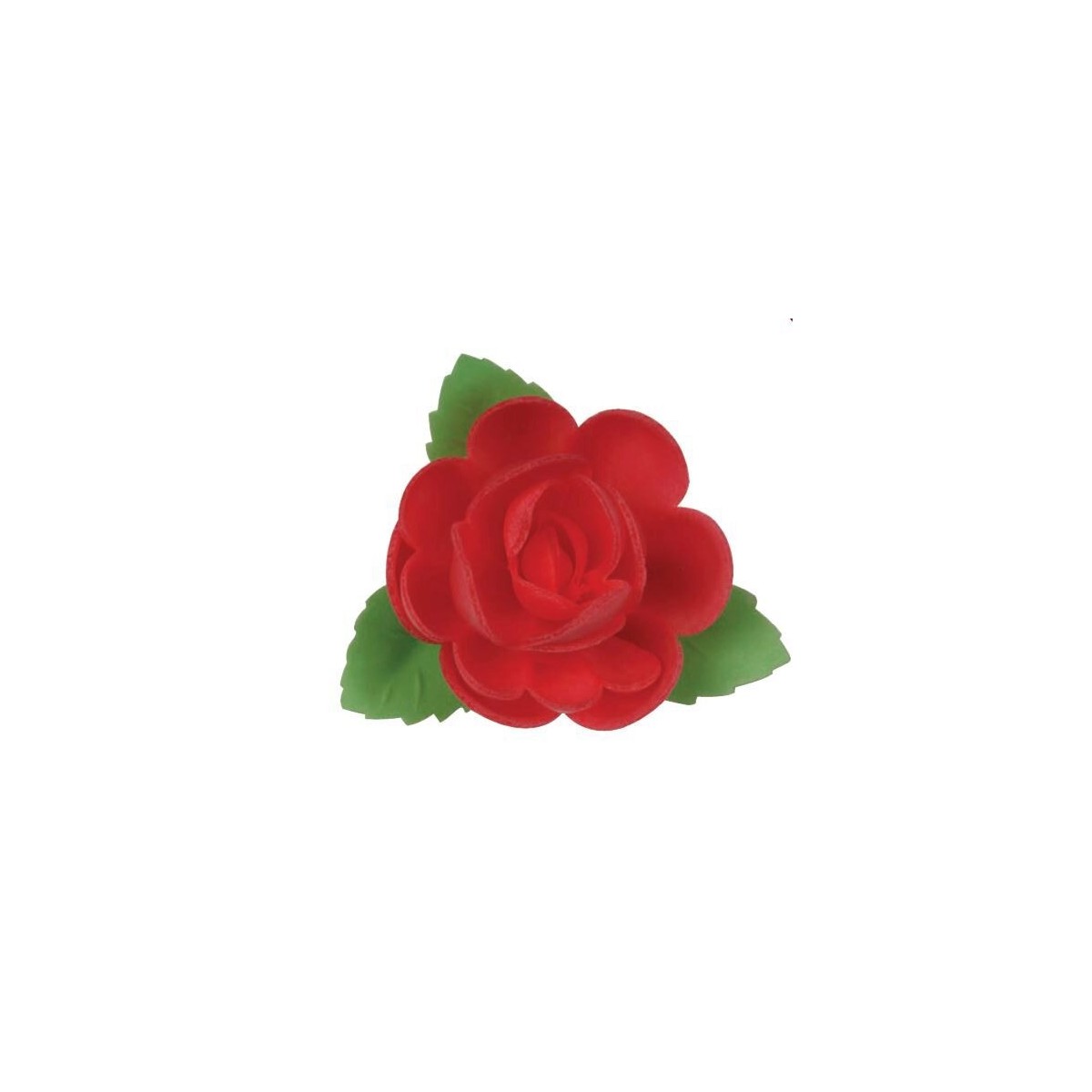 RGF04 GRANDE ROSE AVEC 3 FEUILLES 50 MM ROUGE24 PCES